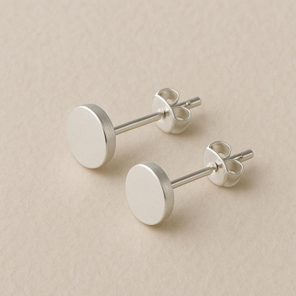 925 Sterling Silver Stud Earrings, Minimalist Round Disc Earrings, Dainty Everyday Unisex Jewelry