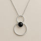 Onyx Silver Pendant 925 | Double Circle Necklace | Modern Minimalist Black Gem Jewelry Gift
