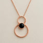 Onyx Silver Pendant 925 | Double Circle Necklace | Modern Minimalist Black Gem Jewelry Gift