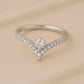 Chevron CZ Ring Silver 925 | V Shape Engagement Band | Dainty Wedding Promise Jewelry