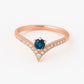 London Blue Topaz Ring Silver 925 | Chevron V Shape Band | Dainty Gemstone Promise Jewelry