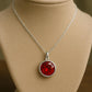 925 Silver Red CZ Pendant Necklace Ruby Look Minimal Jewelry