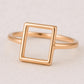 925 Sterling Silver Rectangle Outline Ring, Minimalist Geometric Band, Modern Simple Jewelry Gift