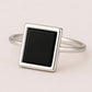 Sterling Silver Onyx Ring: Rectangular Black Gemstone Statement Jewelry