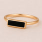 Sterling Silver Onyx Bar Ring, Minimalist Geometric Jewelry