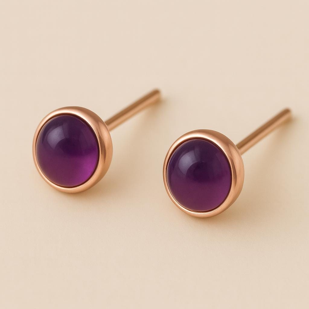 Sterling Silver Amethyst Stud Earrings: 7mm Purple Gemstone, February Birthstone