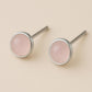 Rose Quartz Stud Earrings: 925 Sterling Silver Bezel Set, 7mm Pink Gemstone