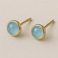 Aquamarine Sterling Silver Stud Earrings, Minimalist Bezel Set