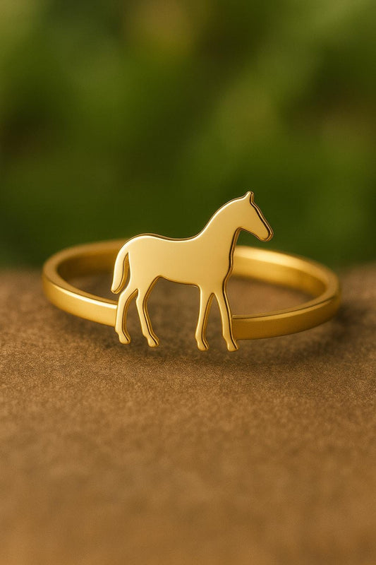 Sterling Silver Horse Ring: Minimalist Equestrian Jewelry Gift