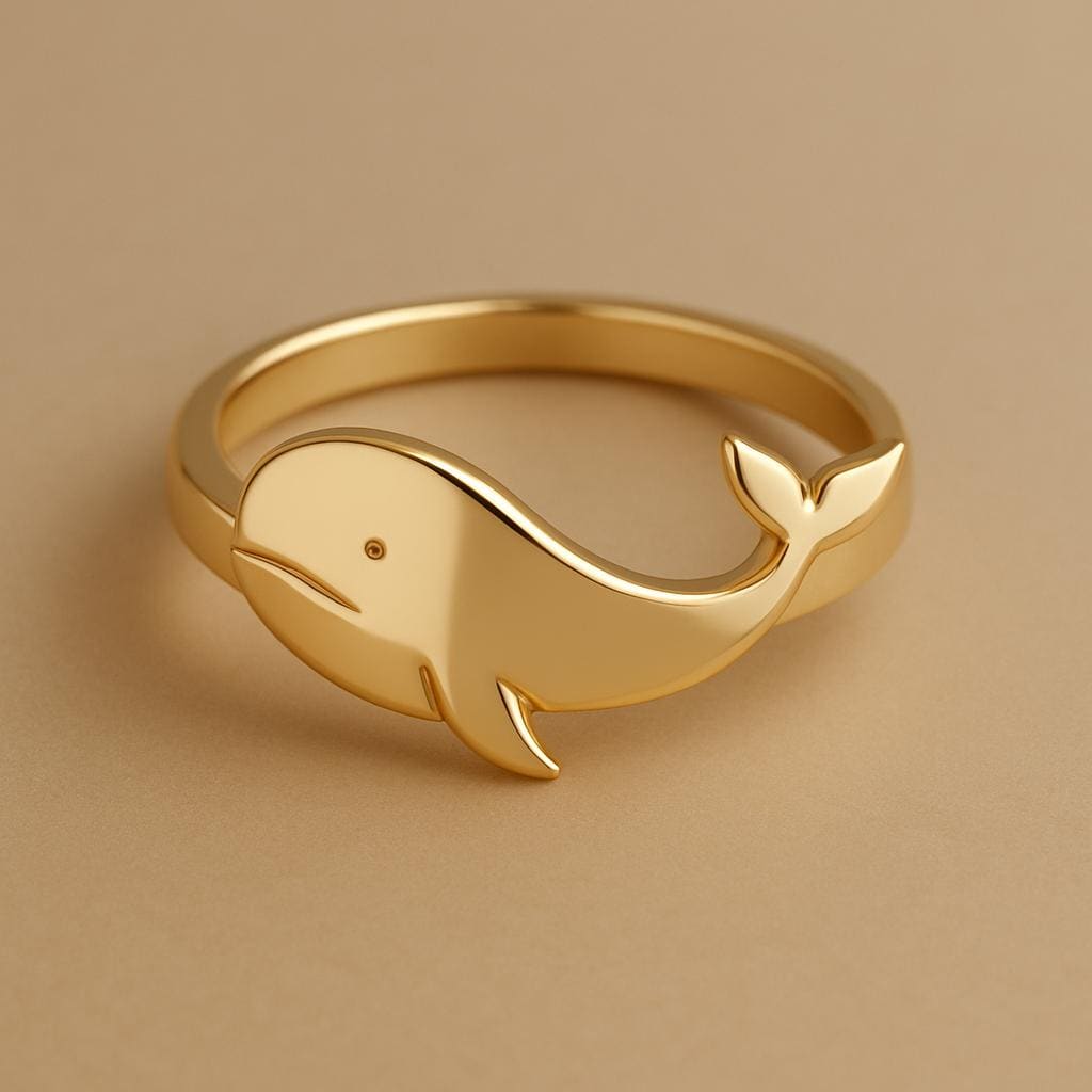 Sterling Silver Whale Ring: Minimalist Ocean Animal Jewelry