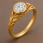 Sterling Silver CZ Engagement Ring: Leaf Design Solitaire