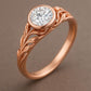 Sterling Silver CZ Engagement Ring: Leaf Design Solitaire