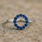 Blue CZ Sterling Silver Wreath Ring: Dainty Minimalist Jewelry