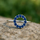 Blue CZ Sterling Silver Wreath Ring: Dainty Minimalist Jewelry