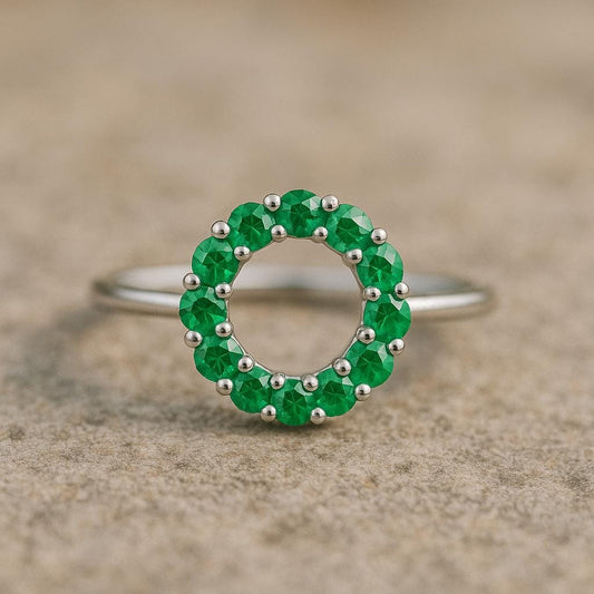 925 Sterling Silver Green CZ Wreath Ring: Holiday Jewelry