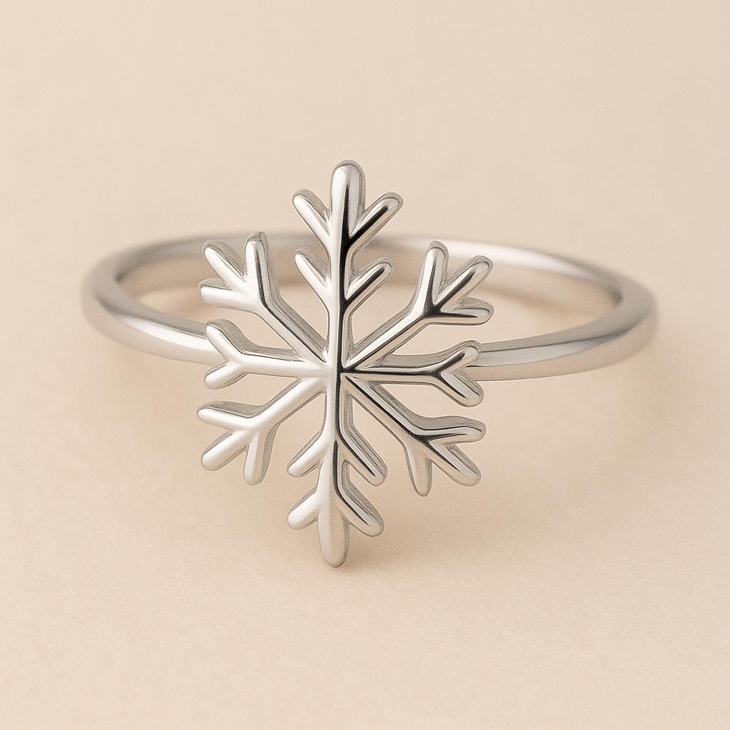 Sterling Silver Snowflake Ring | Dainty Winter Holiday Jewelry