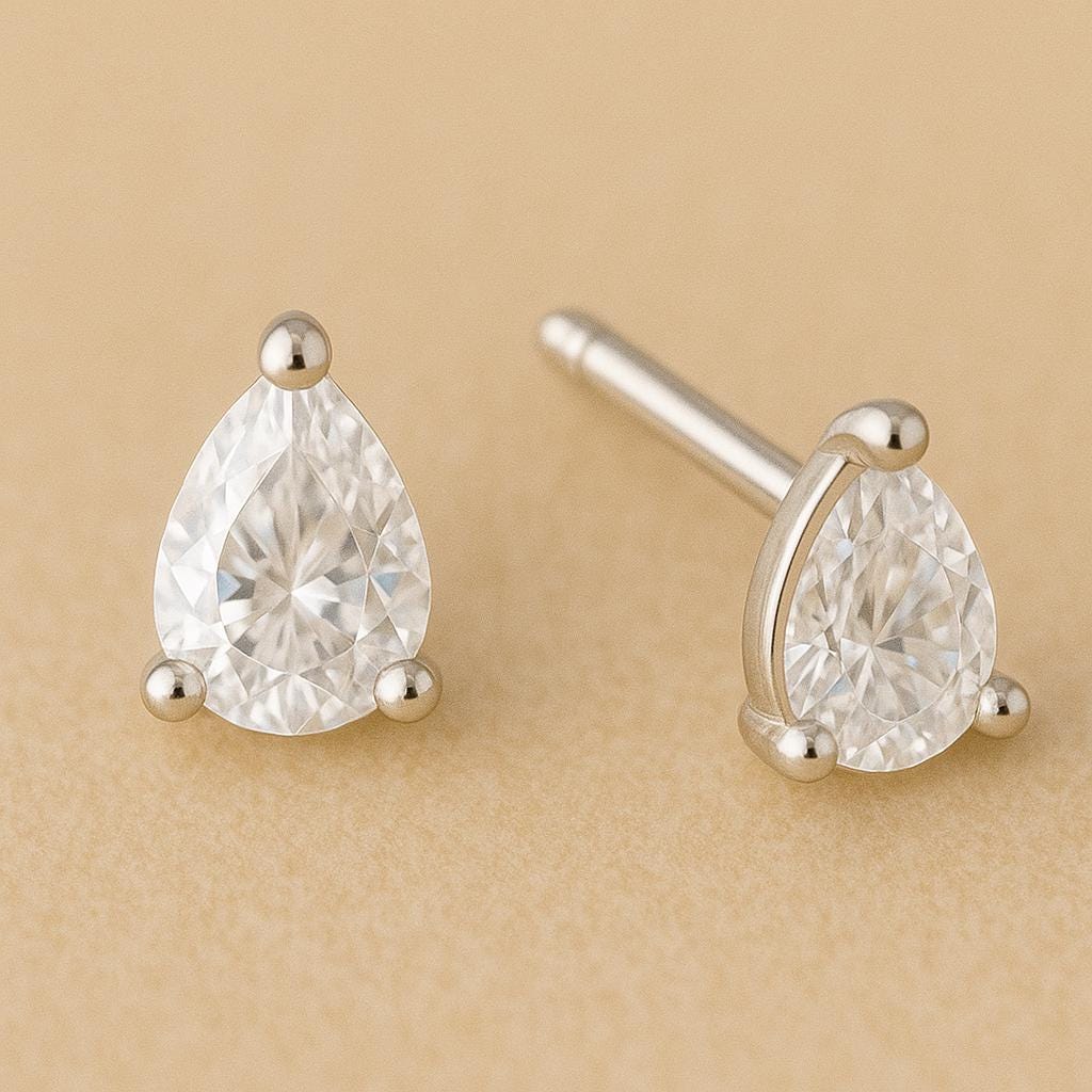 925 Sterling Silver Pear CZ Stud Earrings | Minimalist Earrings | Dainty Gift for Her