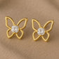 Sterling Silver Butterfly Stud Earrings | CZ Stone, Minimalist Jewelry
