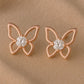Sterling Silver Butterfly Stud Earrings | CZ Stone, Minimalist Jewelry