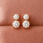 Double CZ Drop Earrings Silver 925 | Dainty Round Stud Dangle Gift