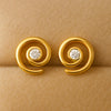 Gold Plated Sterling Silver Spiral CZ Stud Earrings: Modern Swirl Jewelry