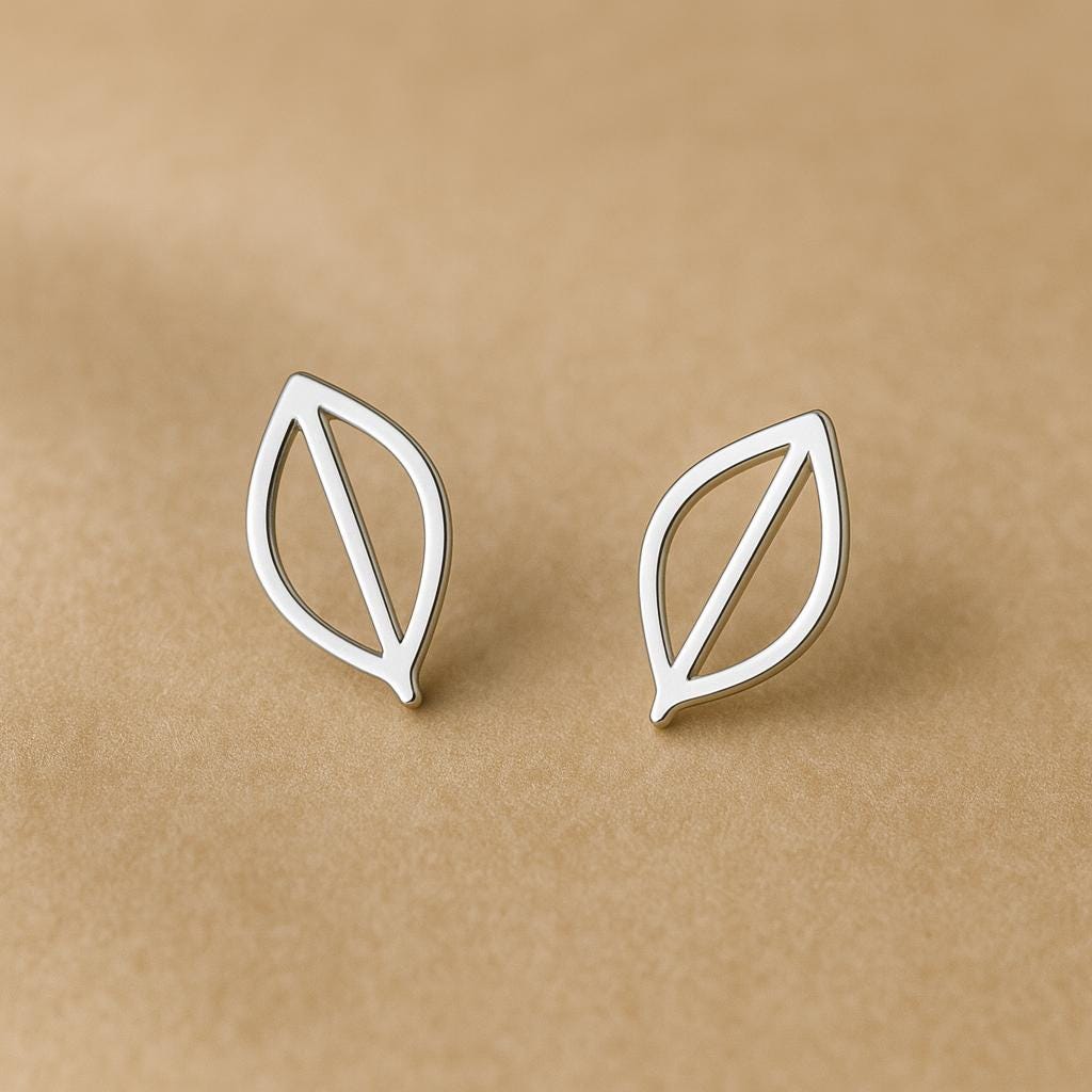 Sterling Silver Leaf Stud Earrings: Minimalist Nature Jewelry