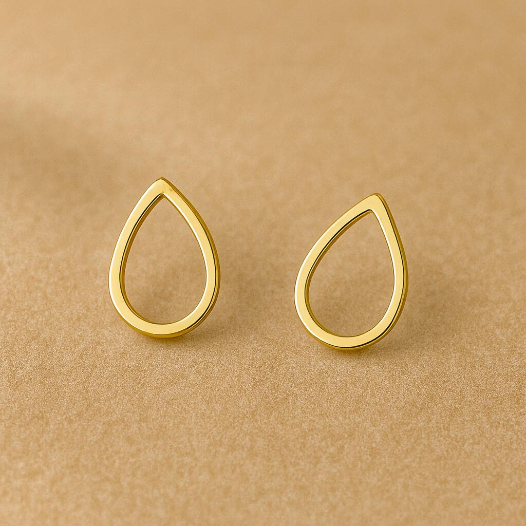 Sterling Silver Teardrop Stud Earrings: Minimalist Outline Drop Jewelry