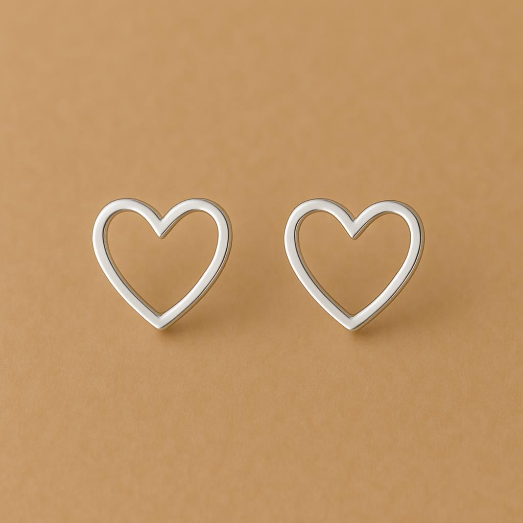 Sterling Silver Heart Stud Earrings: Minimalist Love Gift