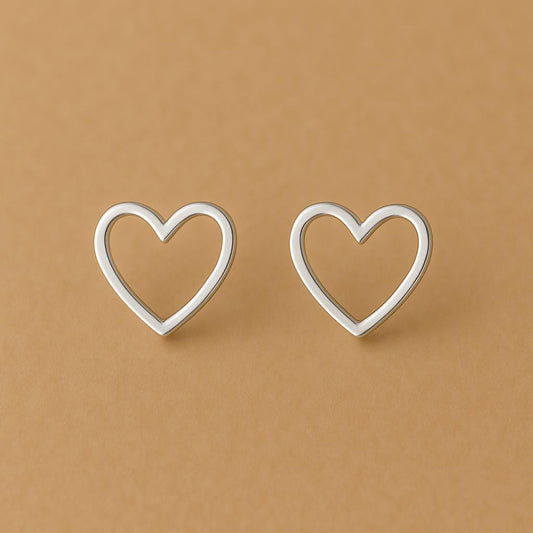 Sterling Silver Heart Stud Earrings: Minimalist Love Gift