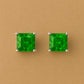 Green CZ Stud Earrings: Sterling Silver Princess Cut Square Studs