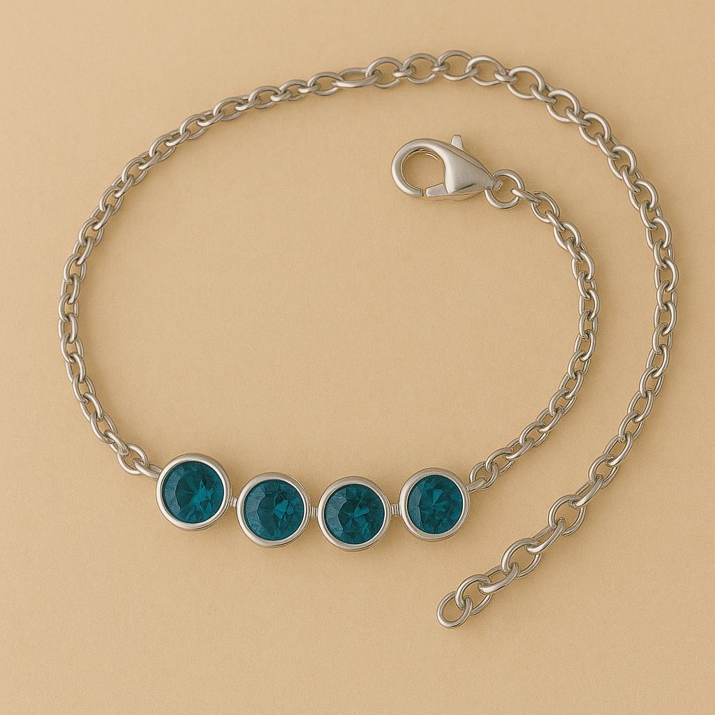 London Topaz Bracelet Silver 925 â¢ 4 Stone â¢ Dainty December Birthstone Jewelry Gif