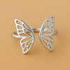 925 Silver Butterfly Wing Ring – Open Design Adjustable Minimalist Jewelry for Women & Girls