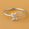 925 Silver Leaf Ring – Adjustable Nature Branch Open Band Minimalist Jewelry for Women