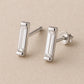 Sterling Silver Baguette CZ Bar Stud Earrings: Dainty Minimalist Jewelry
