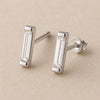 Sterling Silver Baguette CZ Bar Stud Earrings: Dainty Minimalist Jewelry