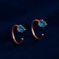 London Blue Topaz Earrings: Sterling Silver Open Hoop Studs