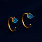 London Blue Topaz Earrings: Sterling Silver Open Hoop Studs