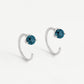 London Blue Topaz Earrings: Sterling Silver Open Hoop Studs
