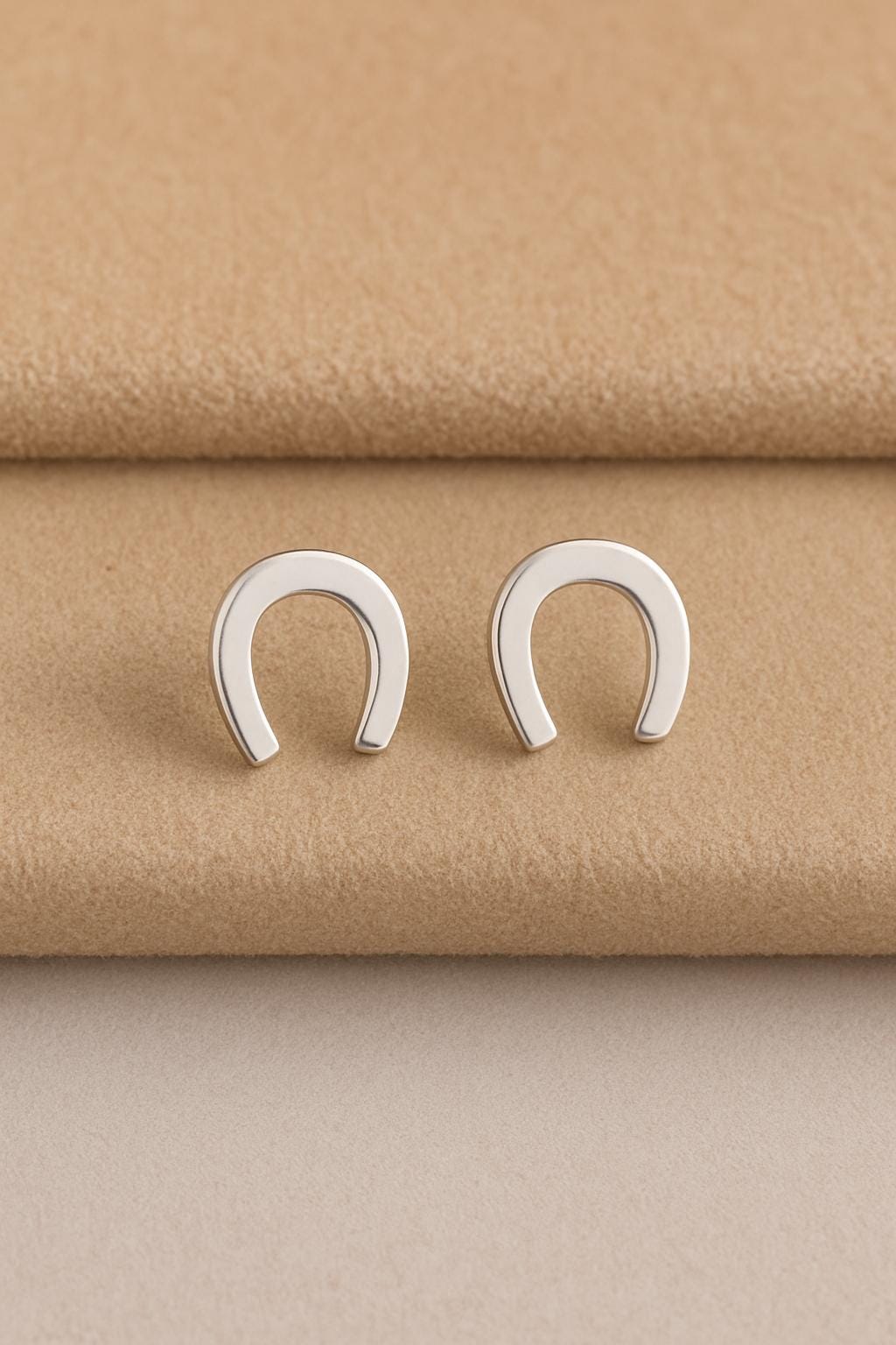Silver Horseshoe Stud Earrings 925 • Lucky Symbol Minimalist Earrings • Dainty Everyday Jewelry Gift