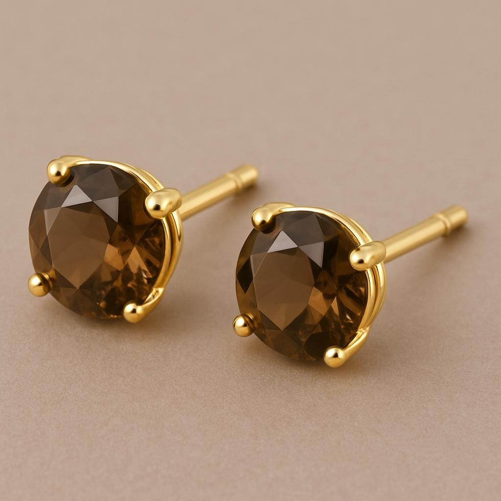 Green CZ Stud Earrings 925 Silver | Round Cut Gemstone Solitaire | Sterling Silver Jewelry Gift