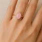 Rose Quartz Oval Ring: Rose Gold Plated 925 Sterling Silver