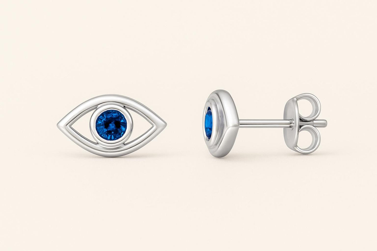 London Topaz Evil Eye Stud Earrings: Sterling Silver Protection Jewelry