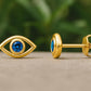 London Topaz Evil Eye Stud Earrings: Sterling Silver Protection Jewelry