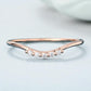 925 Silver Rose Gold V Shaped CZ Band – Dainty Chevron Stacking Wedding Promise Ring