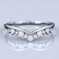 925 Silver V Shaped CZ Band – Dainty Chevron Stacking Wedding Anniversary Promise Ring
