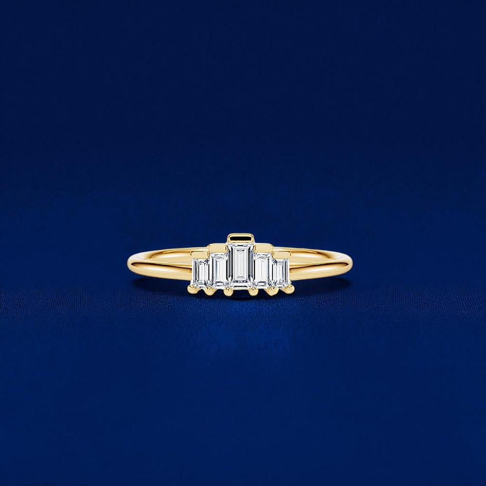 925 Silver Baguette CZ Ring – Dainty Stacking Minimalist Wedding Anniversary Band