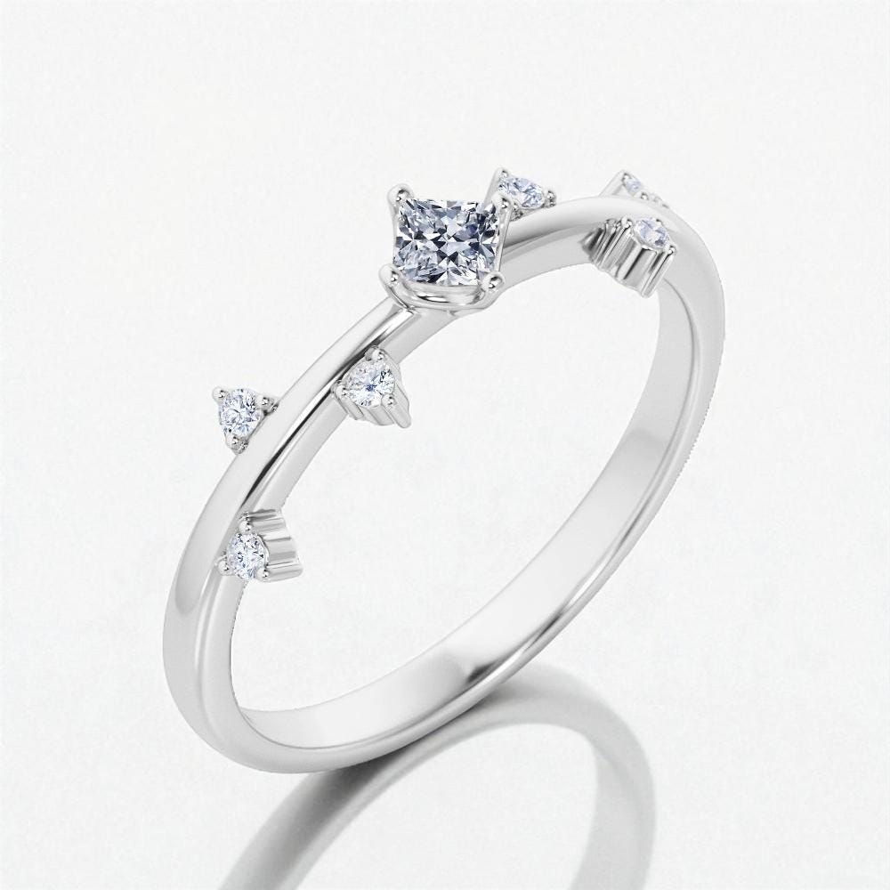 925 Silver CZ Princess Cut Ring – Dainty Solitaire Stacking Wedding Anniversary Band
