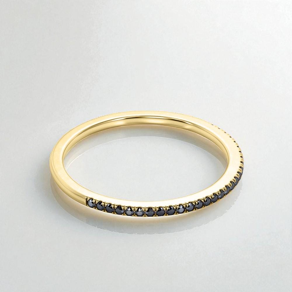 925 Silver Black Onyx Band – Dainty Stacking Minimalist Eternity Wedding Ring