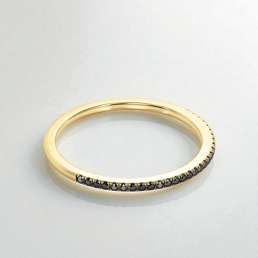 925 Silver Black Onyx Band – Dainty Stacking Minimalist Eternity Wedding Ring