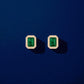 925 Silver Emerald Cut CZ Stud Earrings – Dainty Minimalist Green Stone Jewelry Gift
